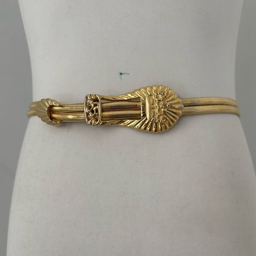 Vintage Judith Lieber Gold Tone Buckle 80s Belt